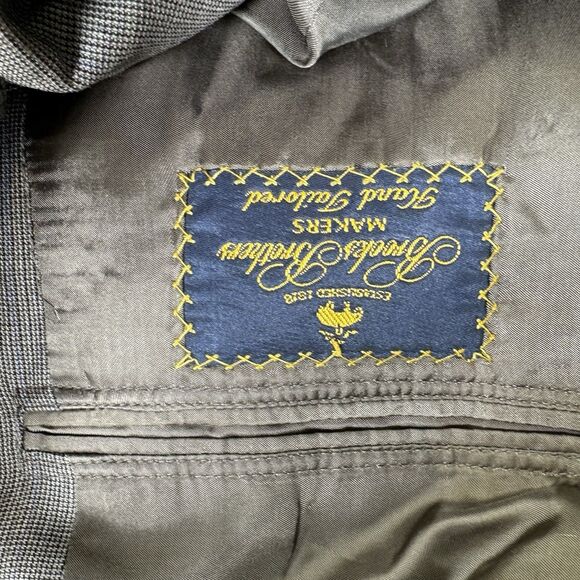Vintage 90s Brooks Brothers Makers Brown Wool 2pc Suit 45R 40x32 USA - Picture 7 of 16